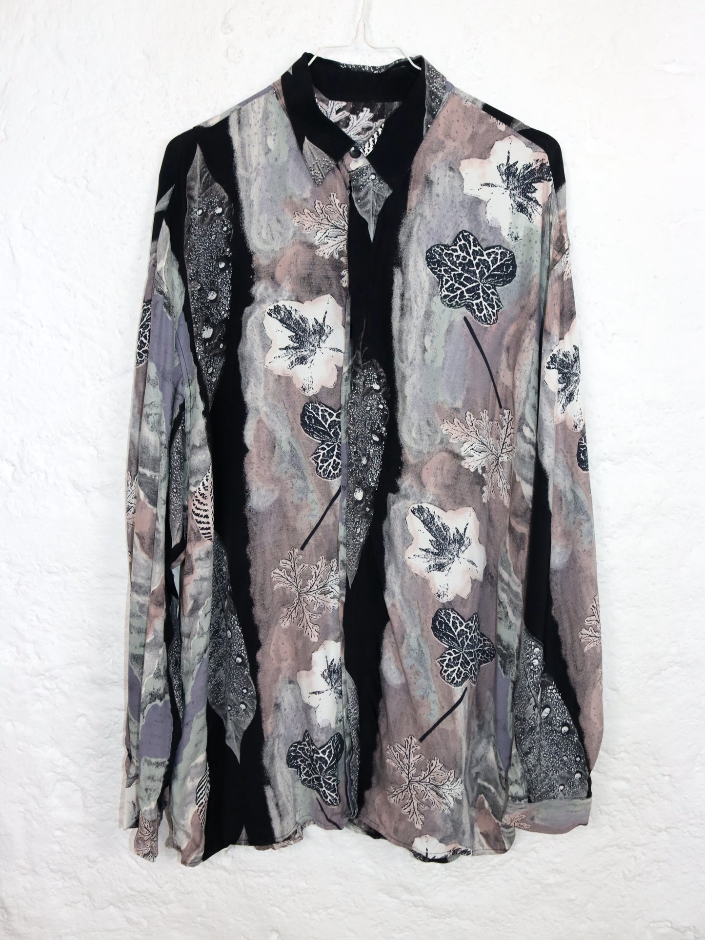 Vintage 80s 90s shirt blouse long sleeve crazy pattern L