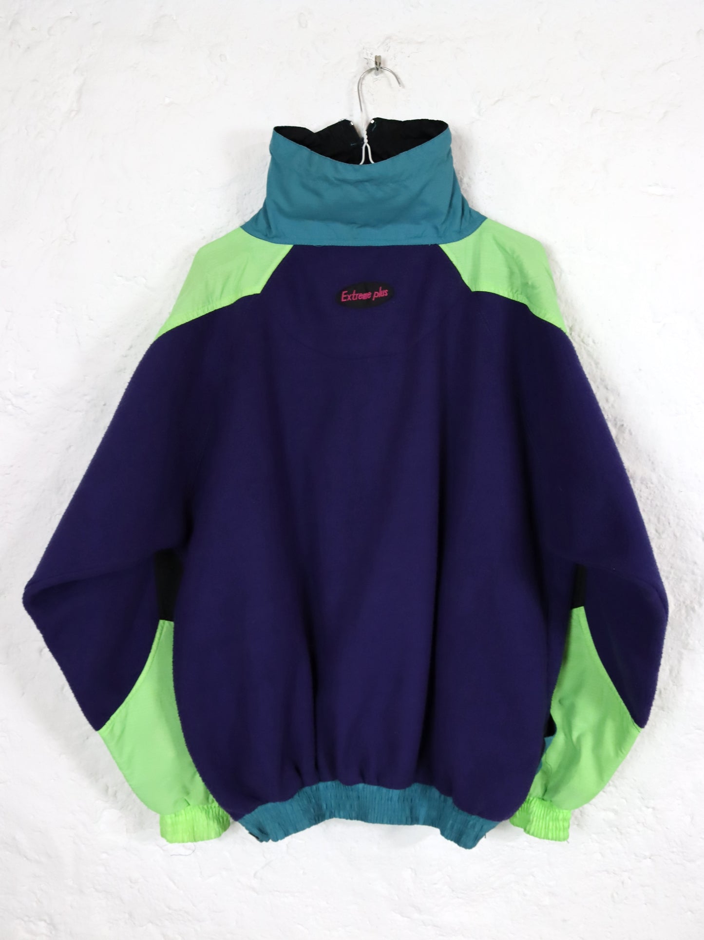 Vintage 80er 90er EXTREME PLUS Fleecepullover Skipullover Stehkragen bunt L