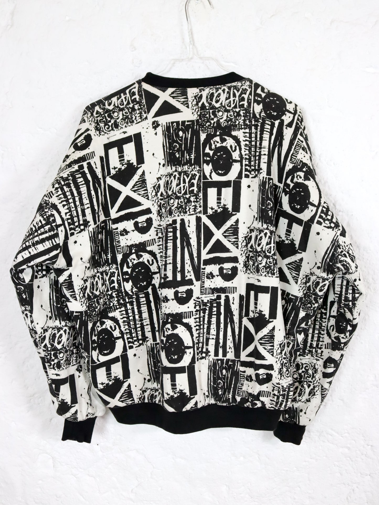 Vintage 80er 90er STAM Sweatshirt Pullover gefüttert crazy pattern bunt S