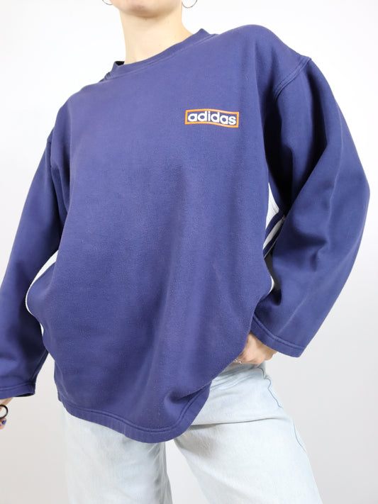 Vintage 80er 90er ADIDAS Sweatshirt Pullover dunkelblau orange D6 M