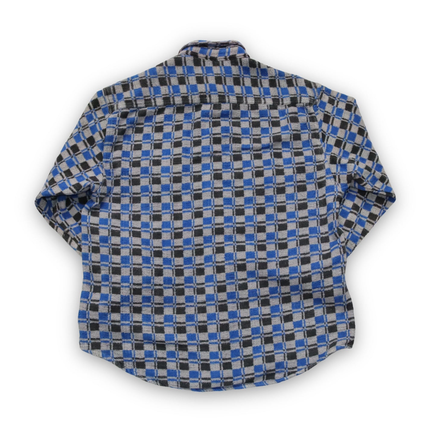 Vintage flannel shirt checked gray black blue M