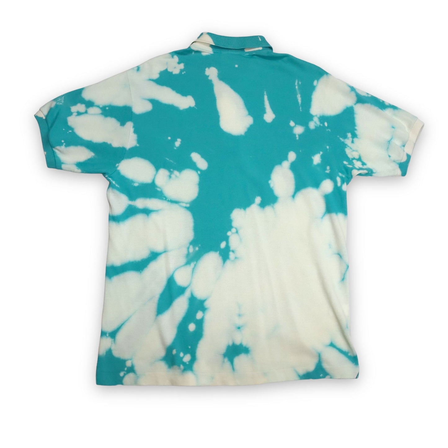 Vintage polo shirt self-made batik upcycled short-sleeved turquoise Lacoste L