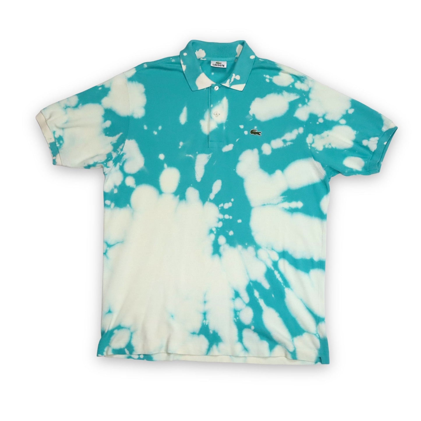 Vintage polo shirt self-made batik upcycled short-sleeved turquoise Lacoste L