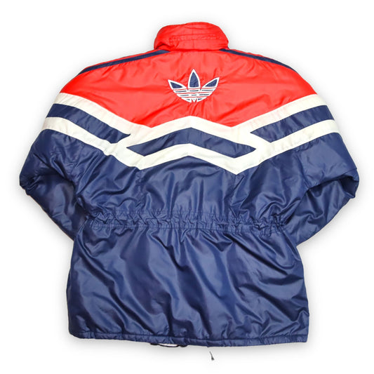Vintage Jacke Parka gefüttert blau rot weiß ADIDAS XL