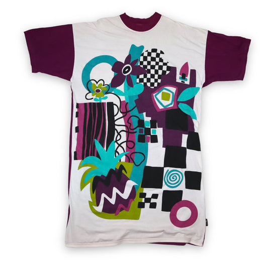 Vintage T-Shirt Kleid crazy pattern BLUEBIRD by Schiesser M