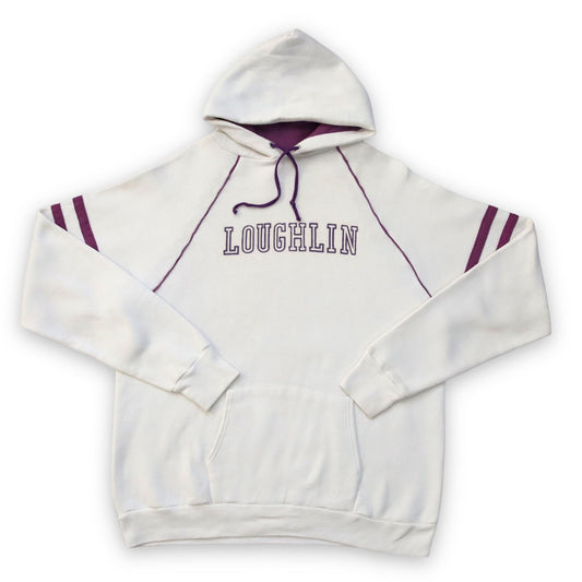 Vintage Hoodie Pullover weiß lila Loughlin Jerzees by Russell XL 46