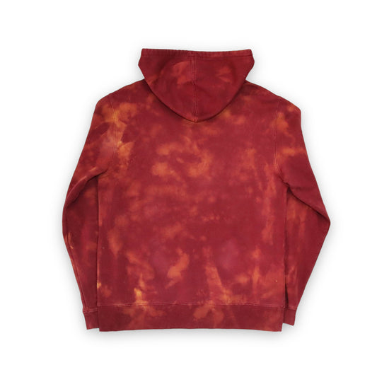 CHAMPION Pullover Hoodie up cycled selfmade Batik weinrot M