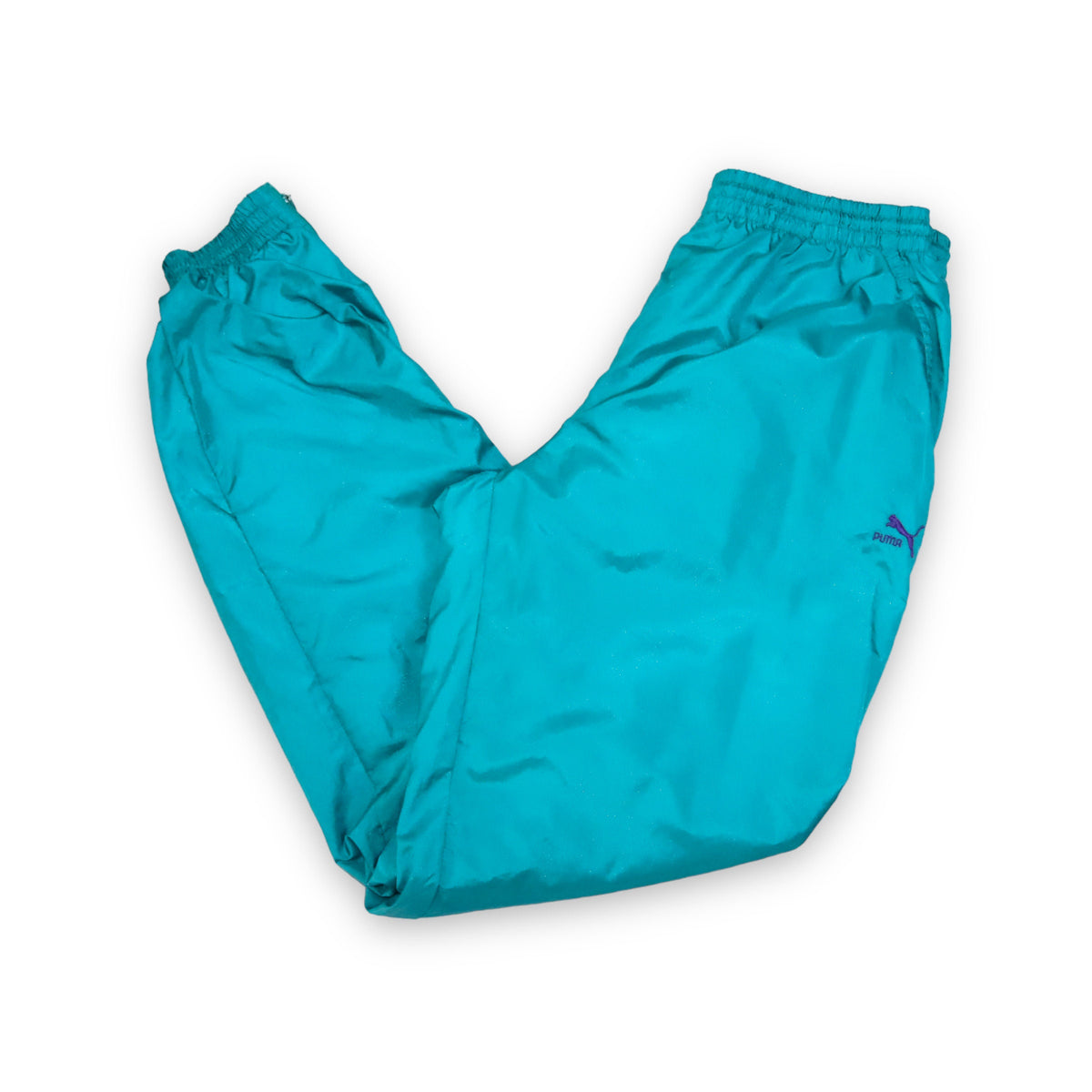 Vintage PUMA Trainingshose Jogginghose glänzend türkis D5 M