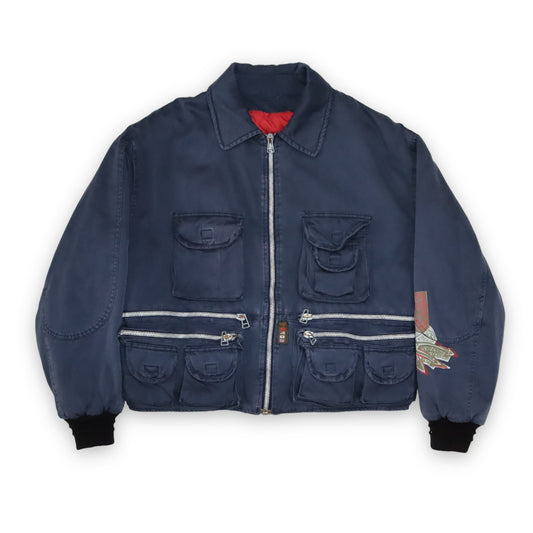 Vintage SOVIET Cargojacke leicht gefüttert blau Deadstock L