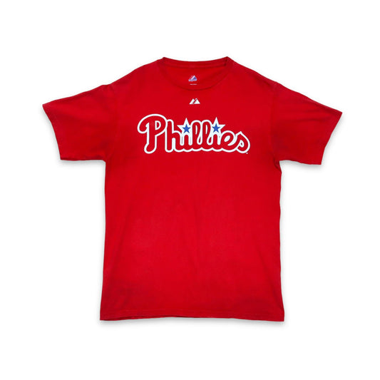 Vintage MAJESTIC T-Shirt kurzarm rot Phillies Utley M