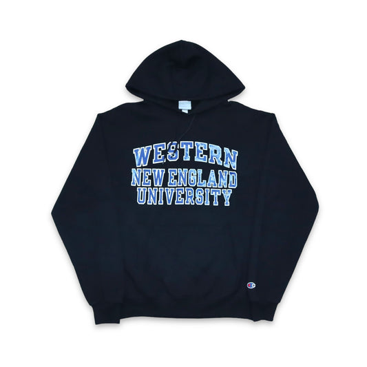 Vintage CHAMPION Hoodie Pullover schwarz Western New England University M