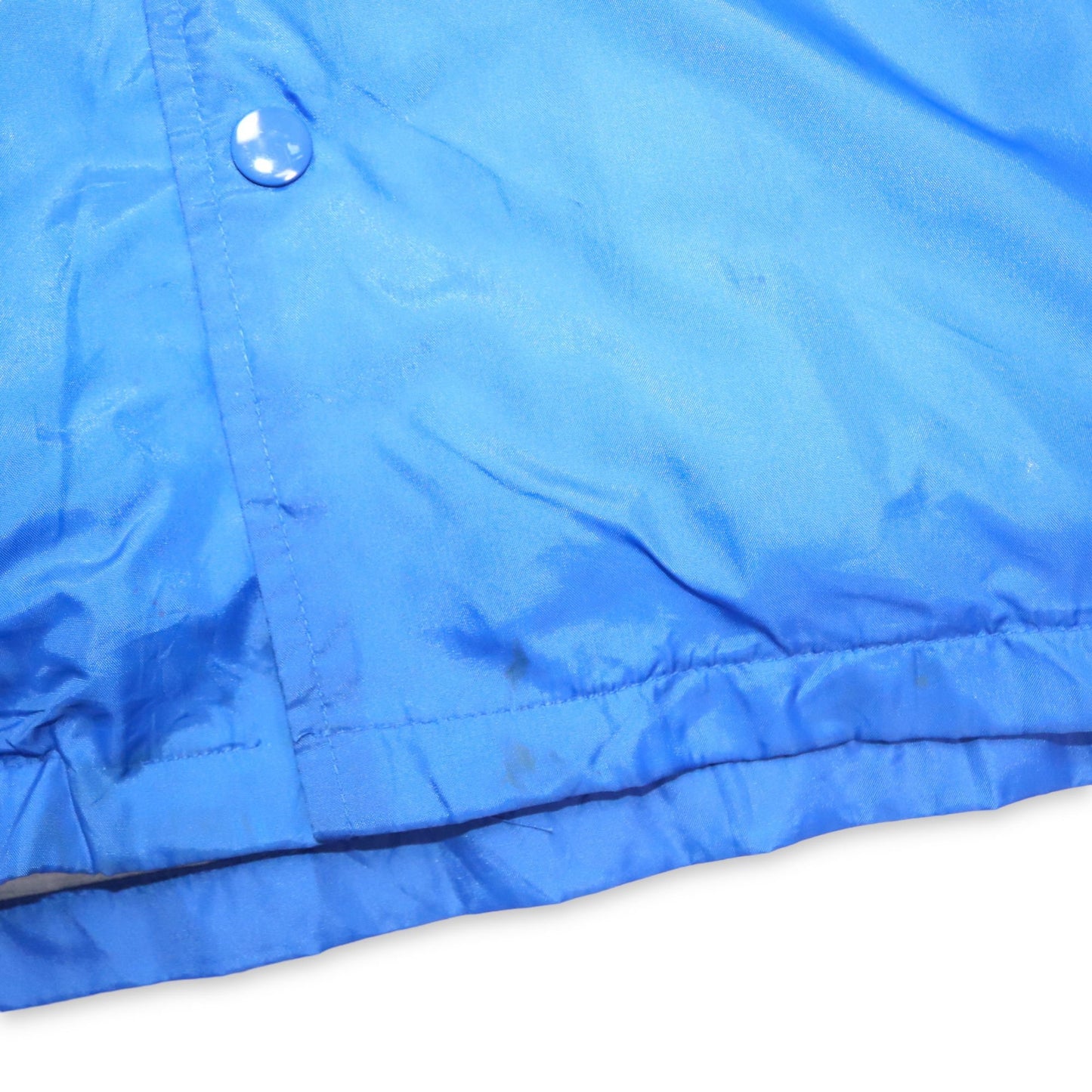 Vintage AUBURN Windbreaker Jacket Button Front Blue John Lee Paint Co. Print Back XL