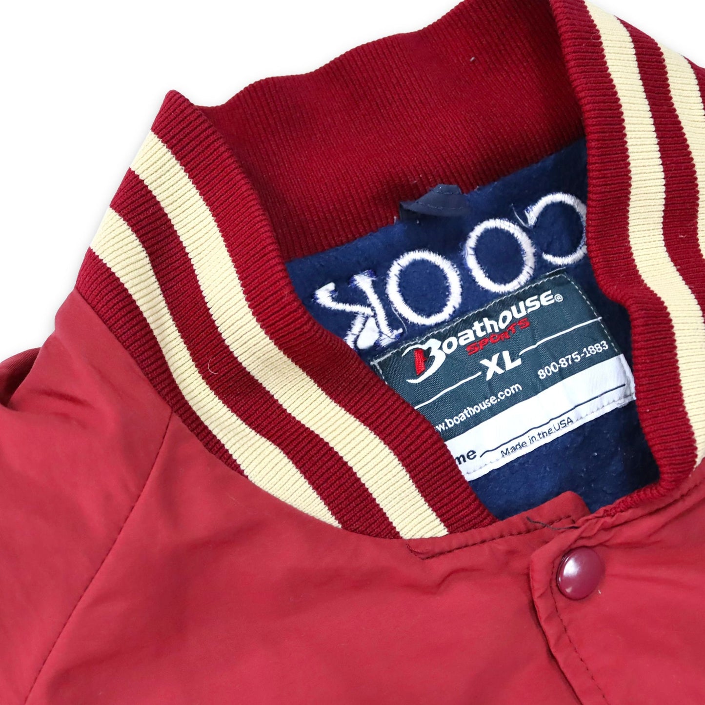 Vintage Boathouse Sports Baseball Jacket Hawks USA Cook Burgundy Inside Fleece XL