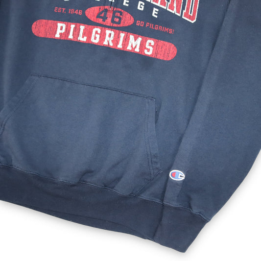 Vintage CHAMPION Hoodie Pullover Zipper New England College dunkelblau S