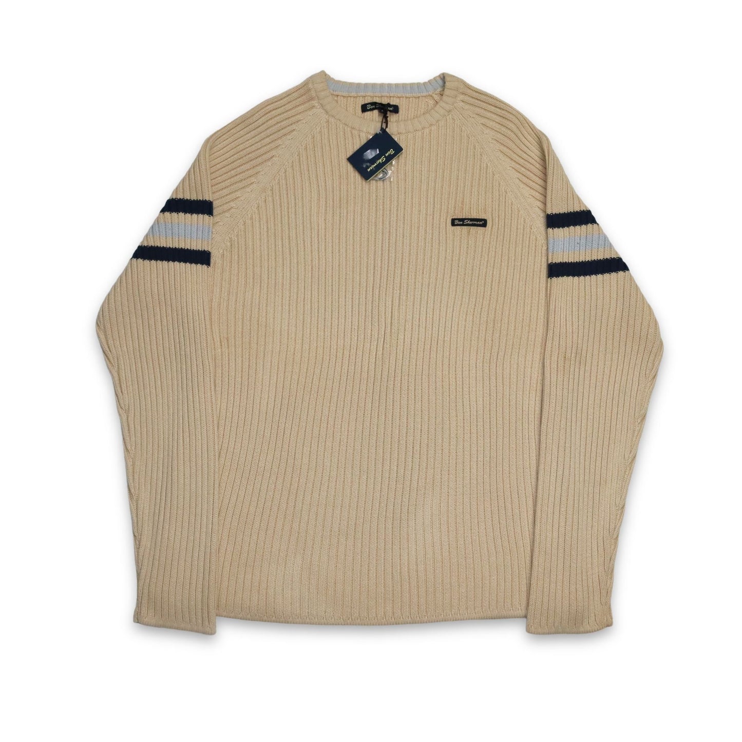 Vintage Y2K Ben Sherman knit sweater beige Deadstock XXL
