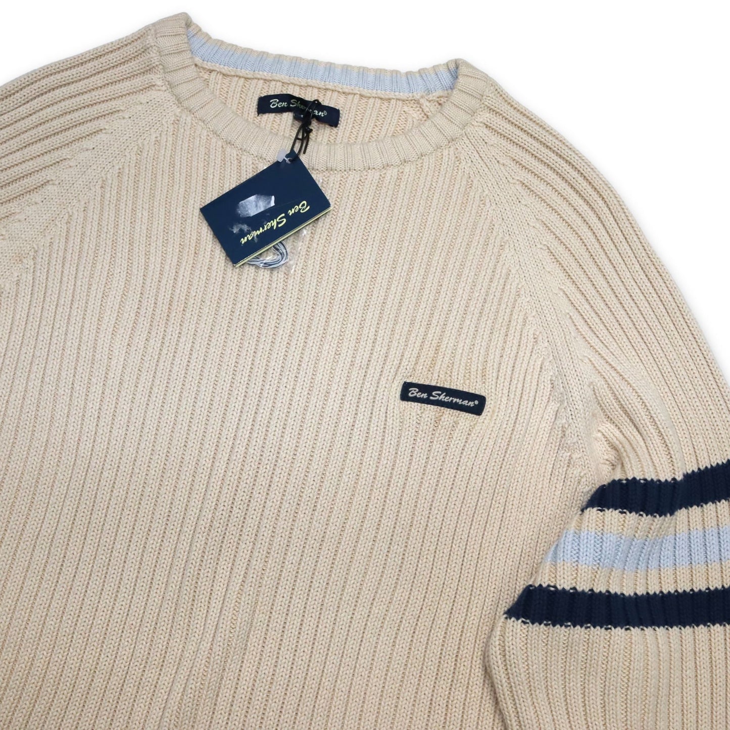 Vintage Y2K Ben Sherman knit sweater beige Deadstock XXL