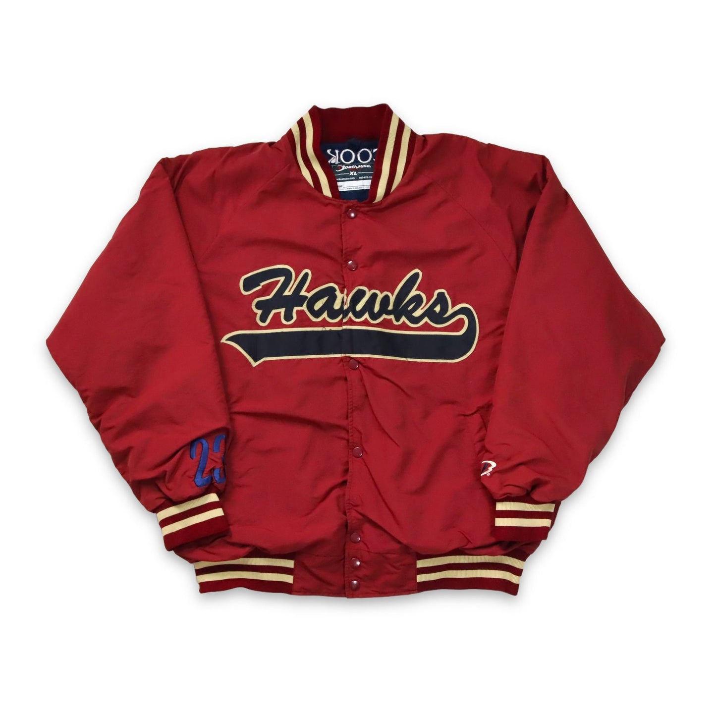 Vintage Boathouse Sports Baseball Jacket Hawks USA Cook Burgundy Inside Fleece XL