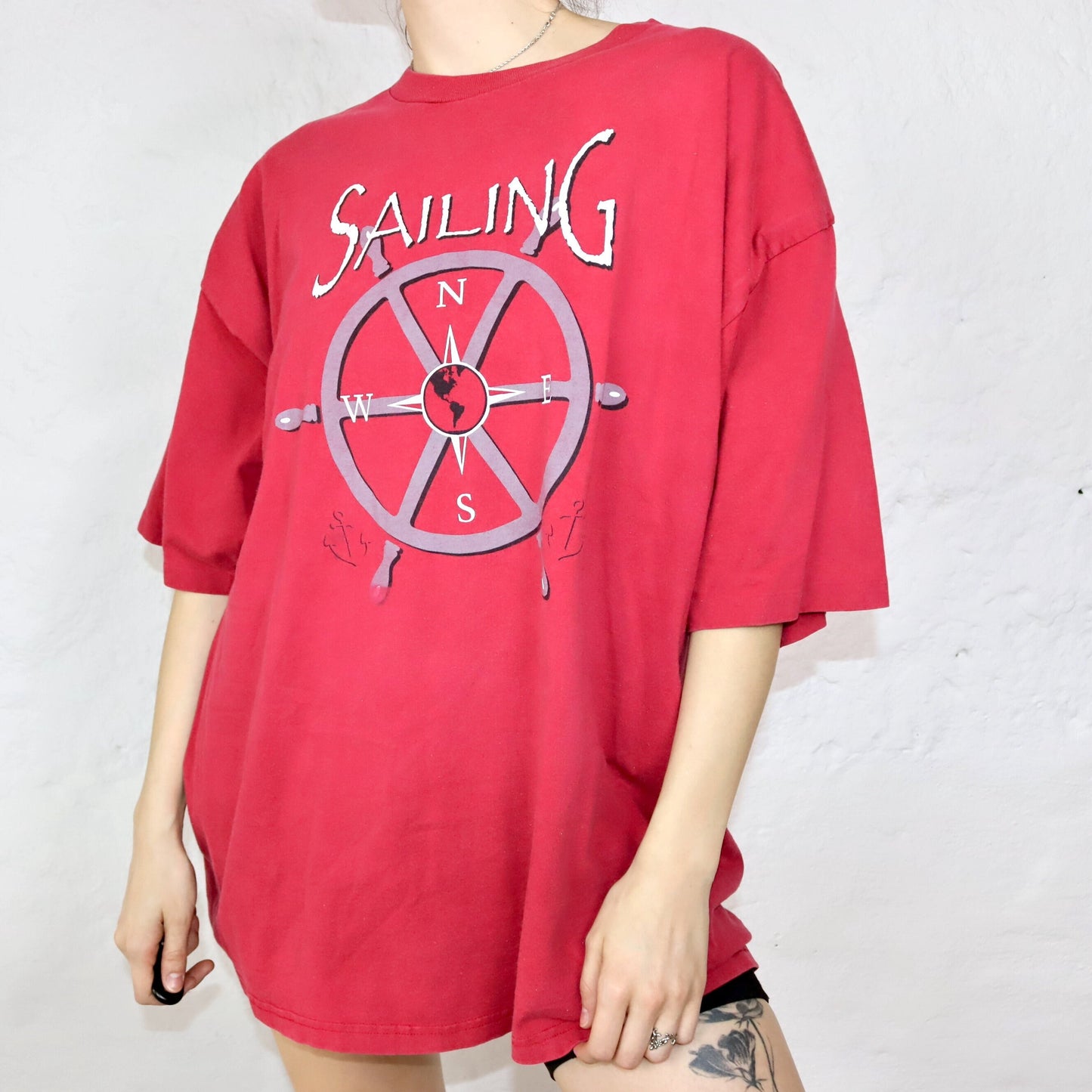 Vintage T-Shirt kurzarm Sailing Crable Sportswear rot XL