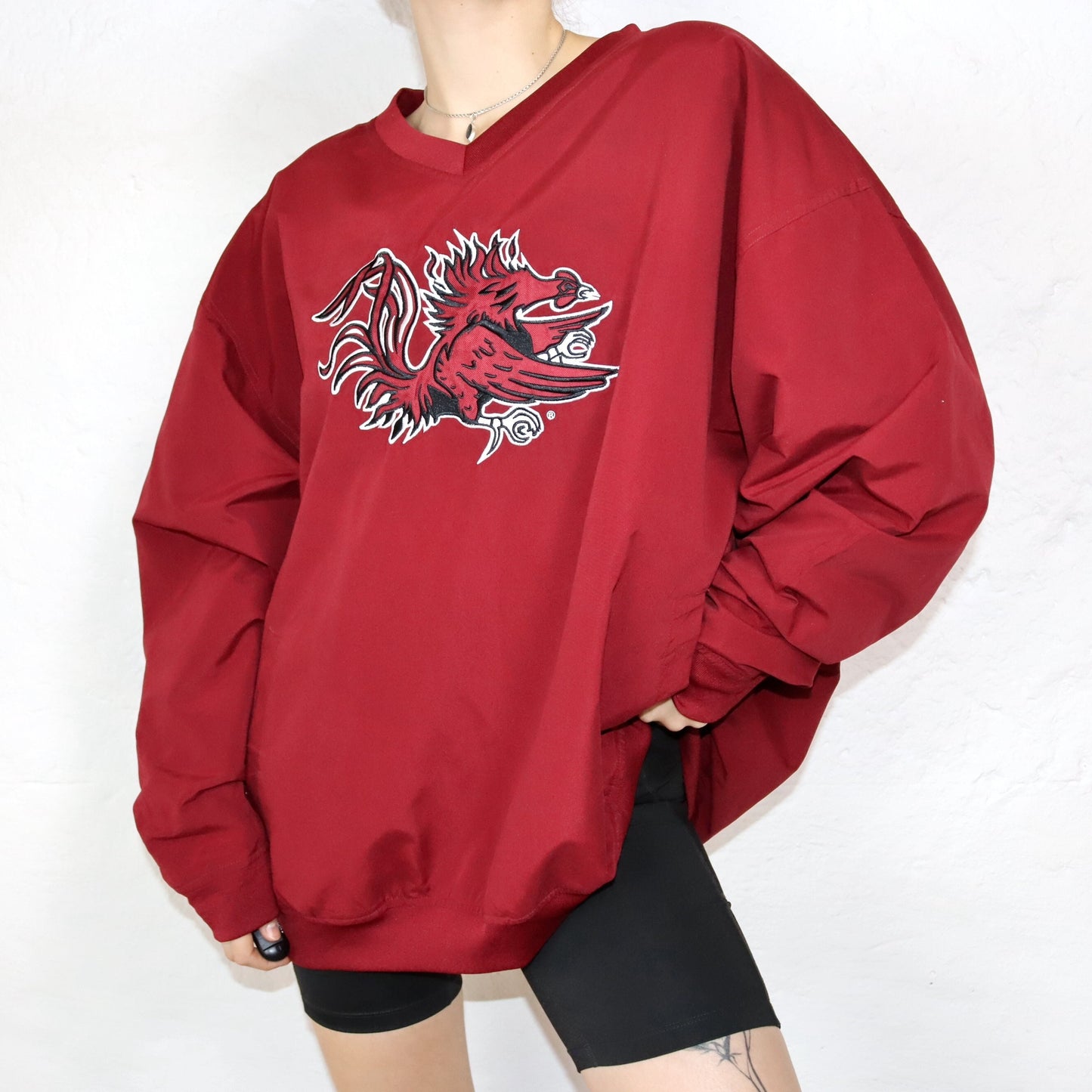 Vintage Windbreaker Jacket V-Neck Dragon Red Black KNIGHTS APPAREL 2XL