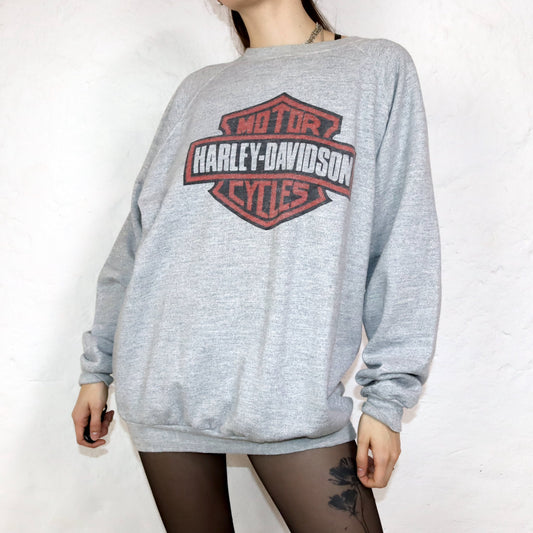 Vintage Cotton Club Harley Davidson Sweatshirt grau XL