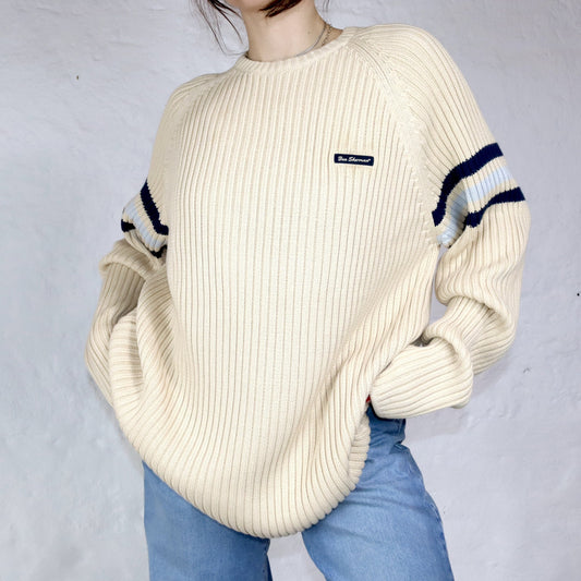 Vintage Y2K Ben Sherman Strickpullover beige Deadstock XXL