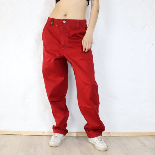 Vintage Baggy Pants Stoffhose rot Deadstock SOVIET W34