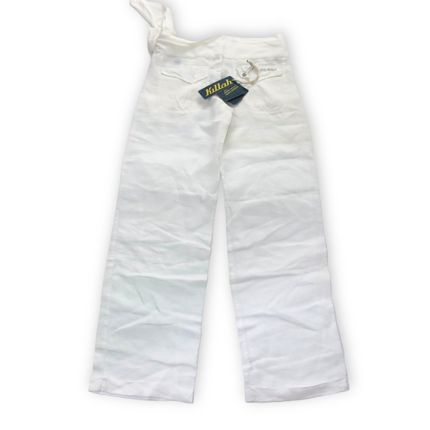 Vintage Y2K KILLAH Leinenhose weites Bein weiß Dadstock W27