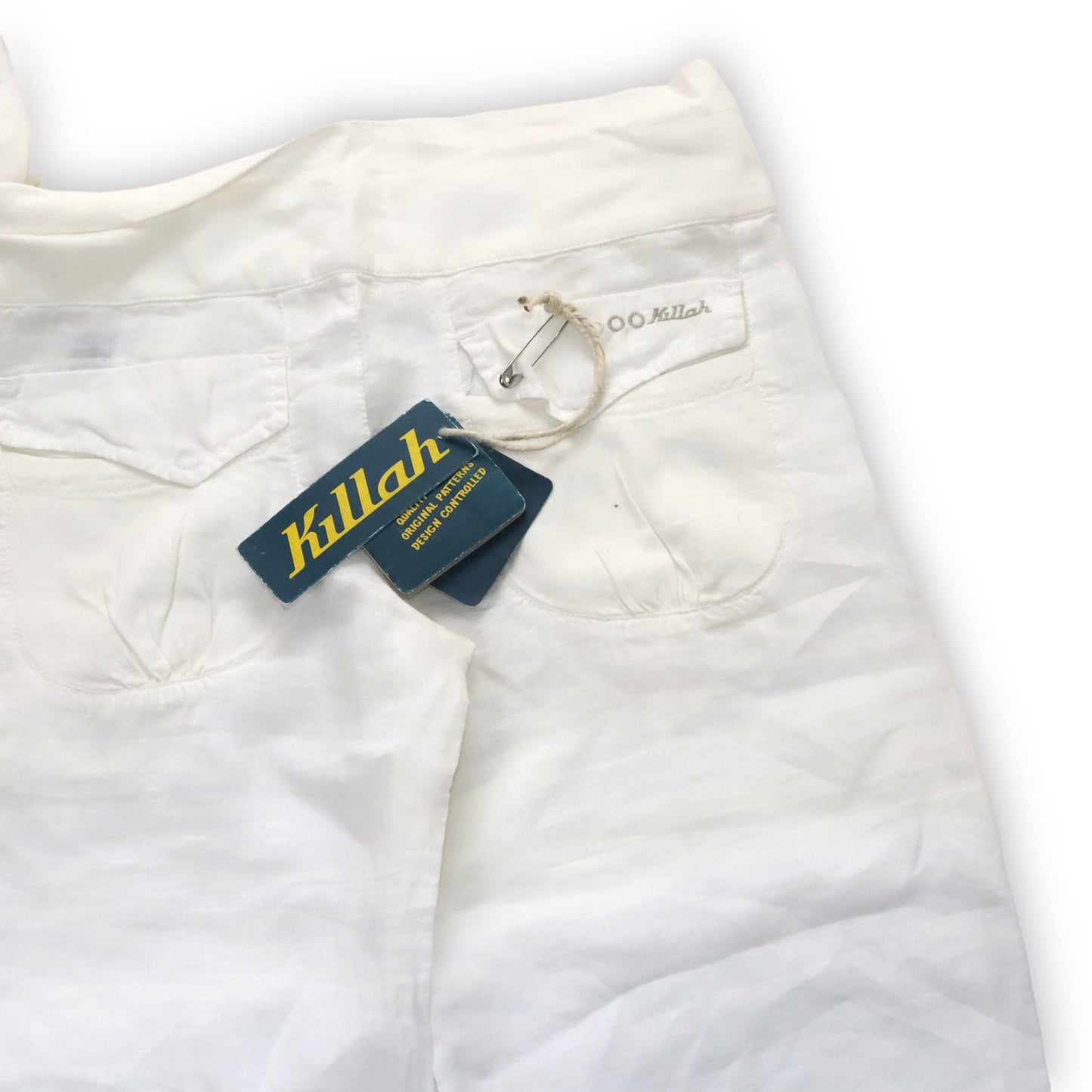 Vintage Y2K KILLAH Leinenhose weites Bein weiß Dadstock W27