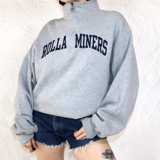 Vintage RUSSELL Athletics Sweatshirt Zipper grau Rolla Miners L