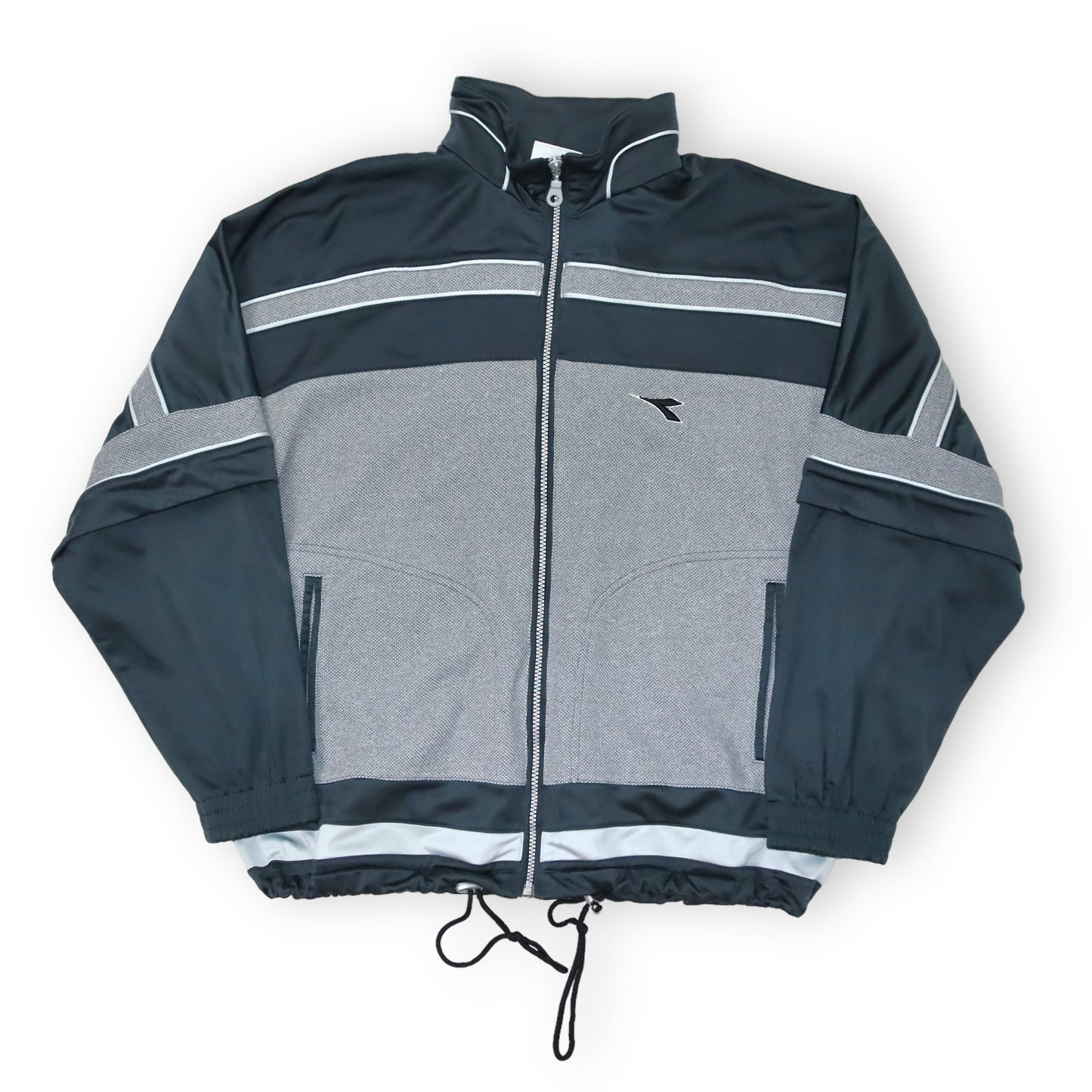 Vintage DIADORA tracksuit jacket with removable sleeves black grey 46