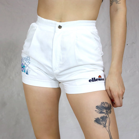 Vintage Shorts Tennisshorts weiß crazy pattern ELLESSE S