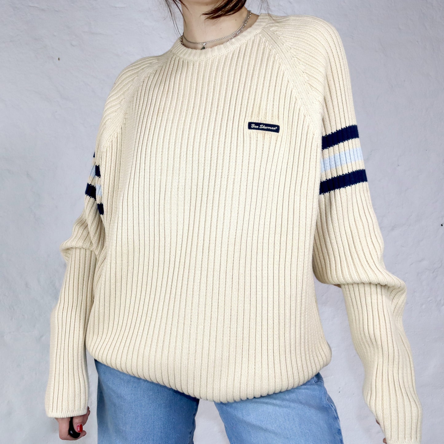 Vintage Y2K Ben Sherman knit sweater beige Deadstock XXL
