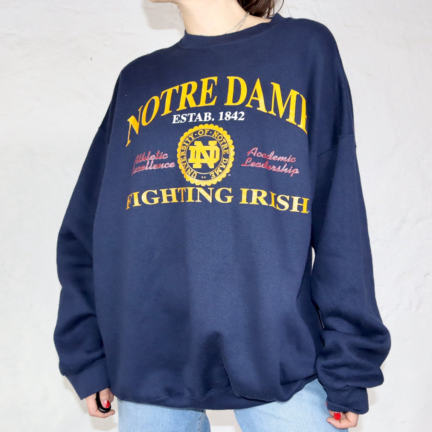 Vintage SAVVY Sweatshirt dunkelblau Notre Dame University XXL