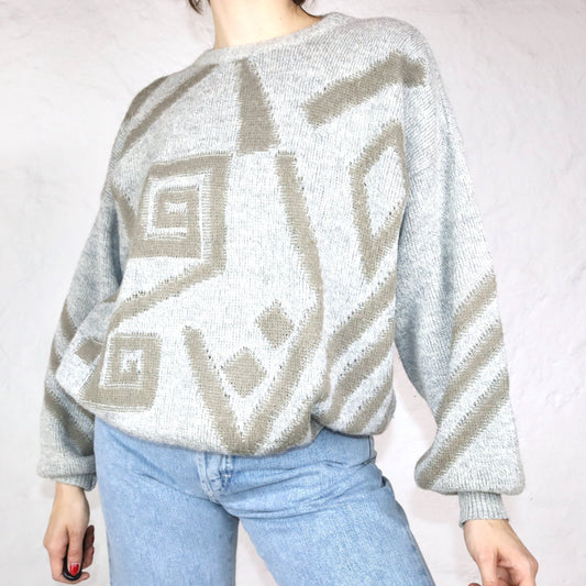 Vintage Laoddo Wollpullover beige Muster M