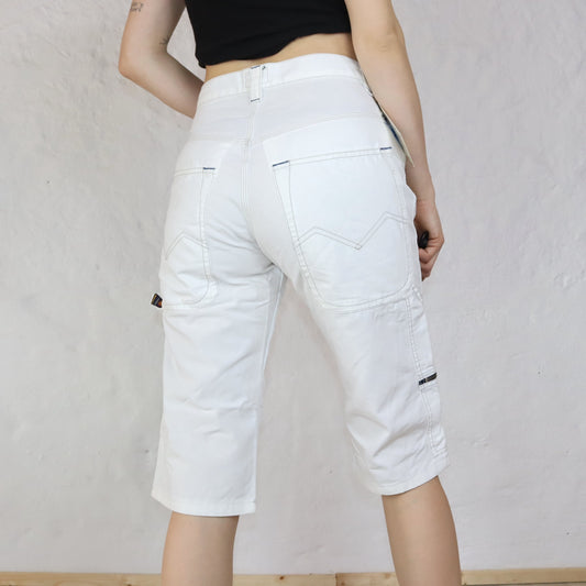 Vintage Y2K Energie kurze Hose Jeans weiß Deadstock W30