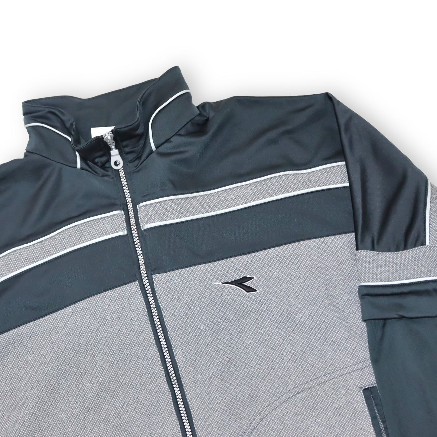 Vintage DIADORA tracksuit jacket with removable sleeves black grey 46