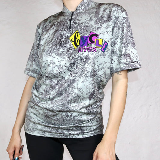 Vintage uvex Radlershirt Radlertrikot crazy pattern grau mit Print L