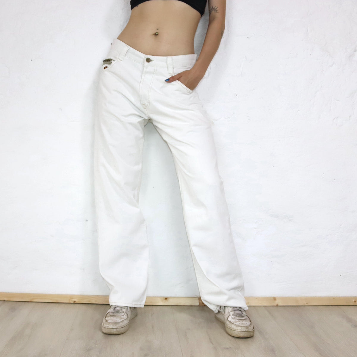 Vintage Y2K ENERGIE Baggy Jeans weiß Deadstock W34
