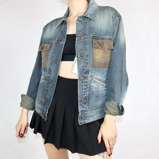 Vintage ENERGIE Jeansjacke mit Cord Deadstock M