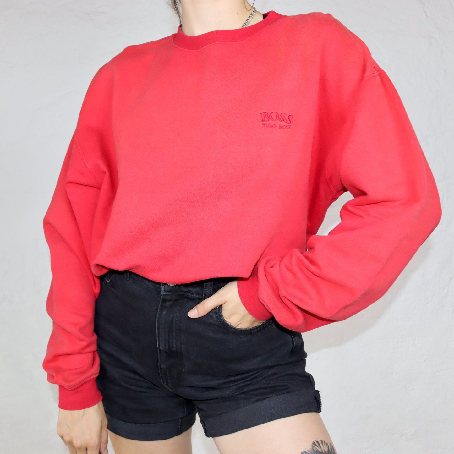 Vintage HUGO BOSS Sweatshirt Pullover rot M