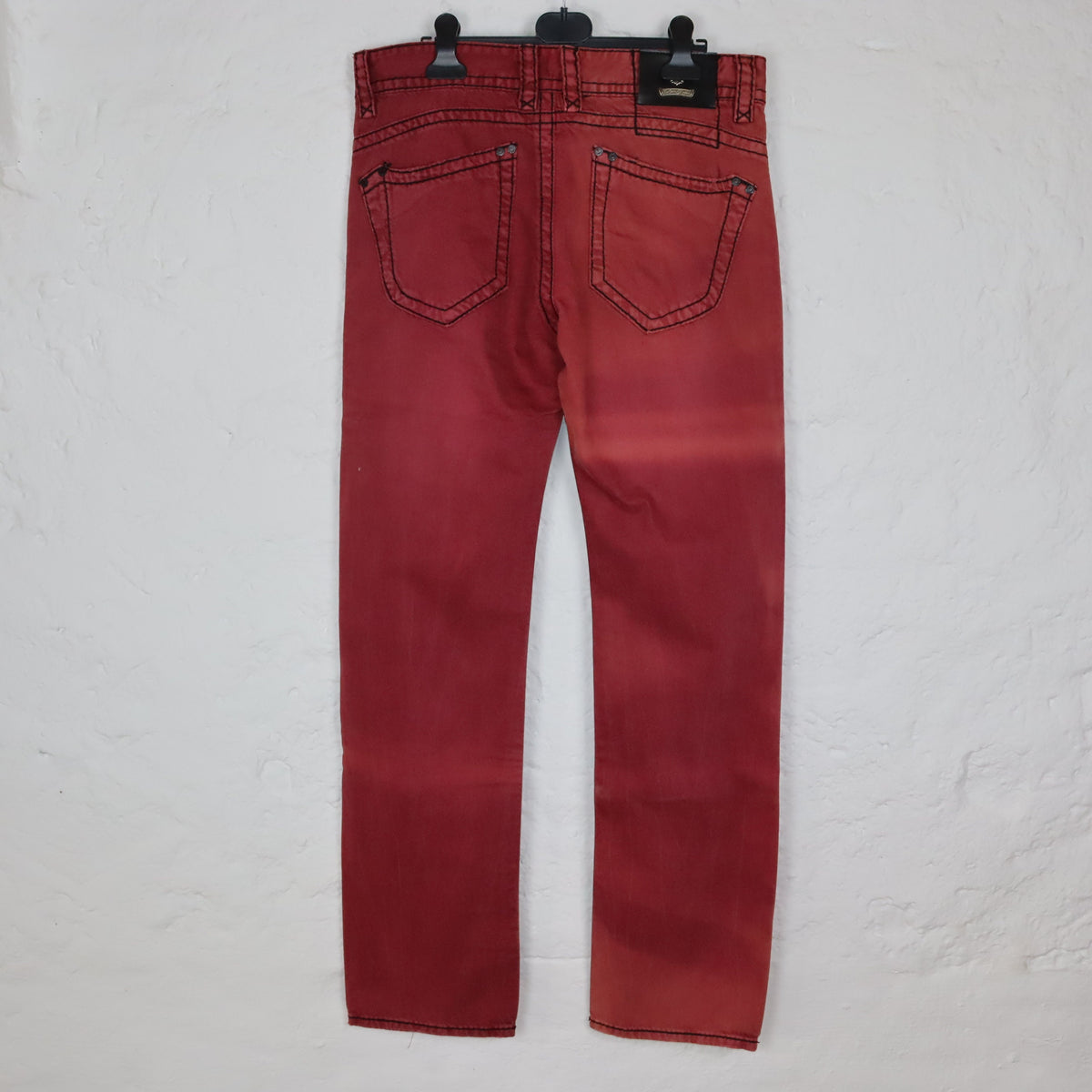 Vintage Y2K BMJ Baggy Pants Jeans Red Deadstock W33/L34