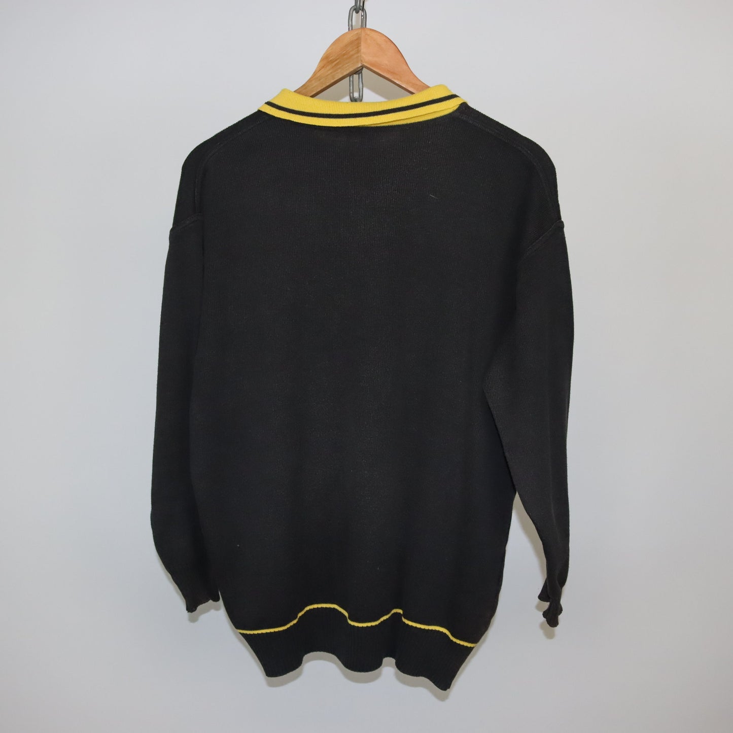 Vintage Deutsche Post Sweatshirt mit Polokragen schwarz gelb M