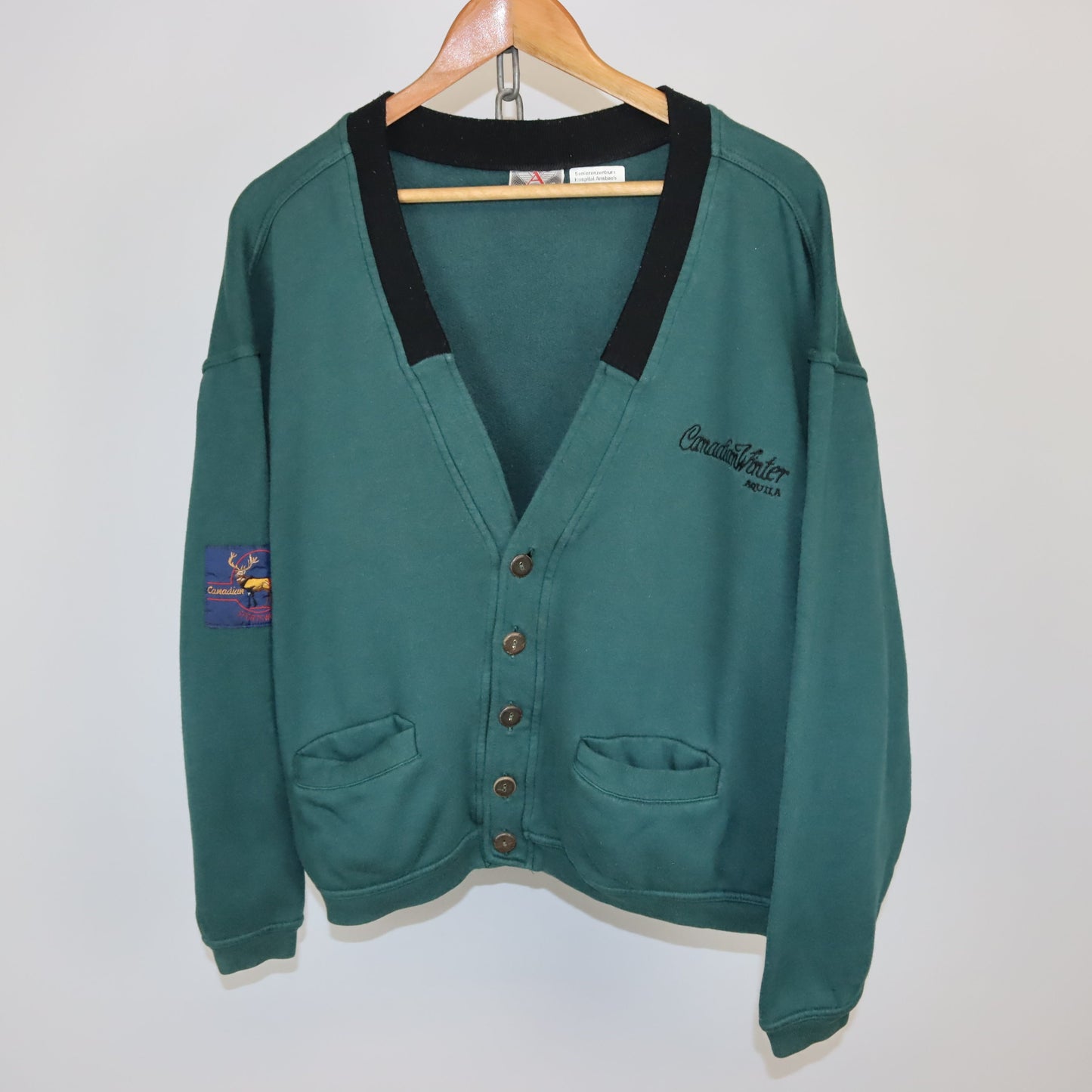 Vintage AQUILA Cardigan grün mit Stickerei M