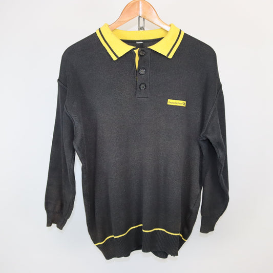 Vintage Deutsche Post Sweatshirt mit Polokragen schwarz gelb M