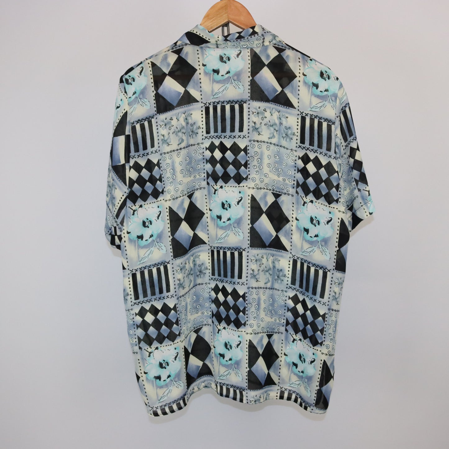 Vintage blouse slightly transparent crazy pattern XXL