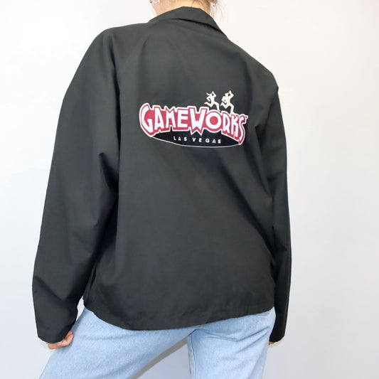 Vintage dünne Jacke schwarz GAMEWORK Las Vegas M