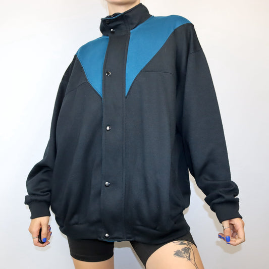 Vintage Sweatjacke Jacke schwarz blau CLAYBROOKE XXL