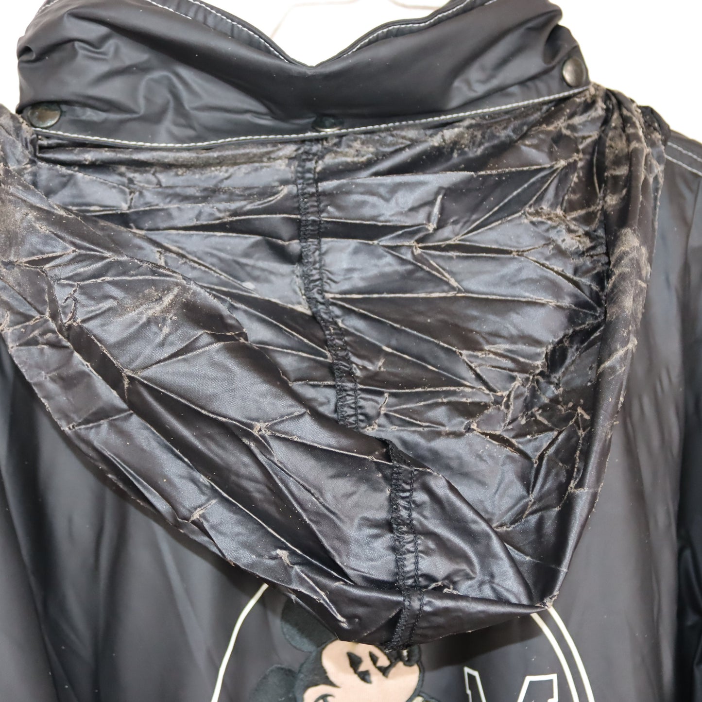 Vintage 80s 90s DISNEYLAND Paris PVC Rain Jacket inside Fleece Mickey Mouse Stand-Up Collar XL