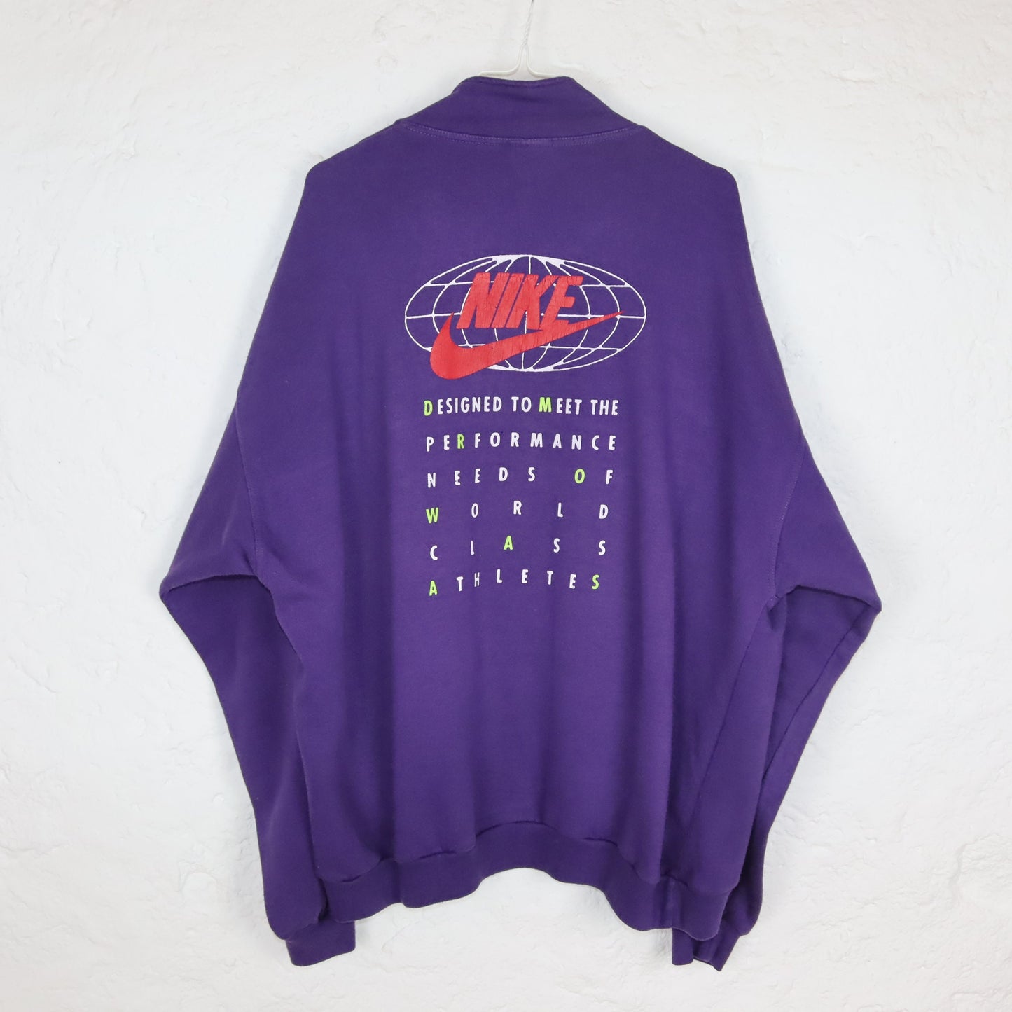 Vintage 80s 90s Rare NIKE Sweatsuit Tracksuit Sweatshirt Pullover Jogging Pants Purple Print XL