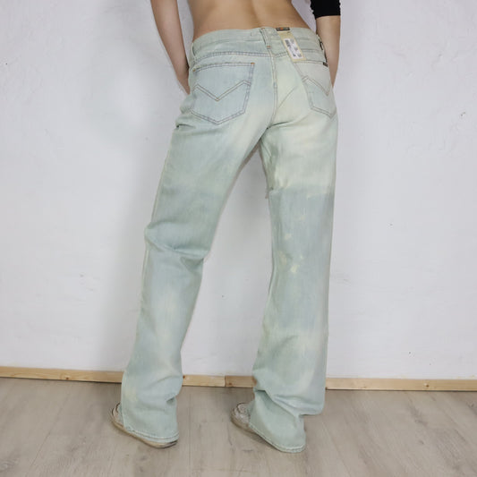 Vintage Y2K ENERGIE Schlaghose Jeans hellblau Deadstock W36